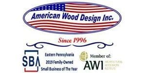 A logo for american wood design inc.
