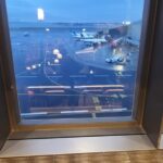 A view of an airport from the window.