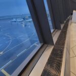 A view of an airport from the window.