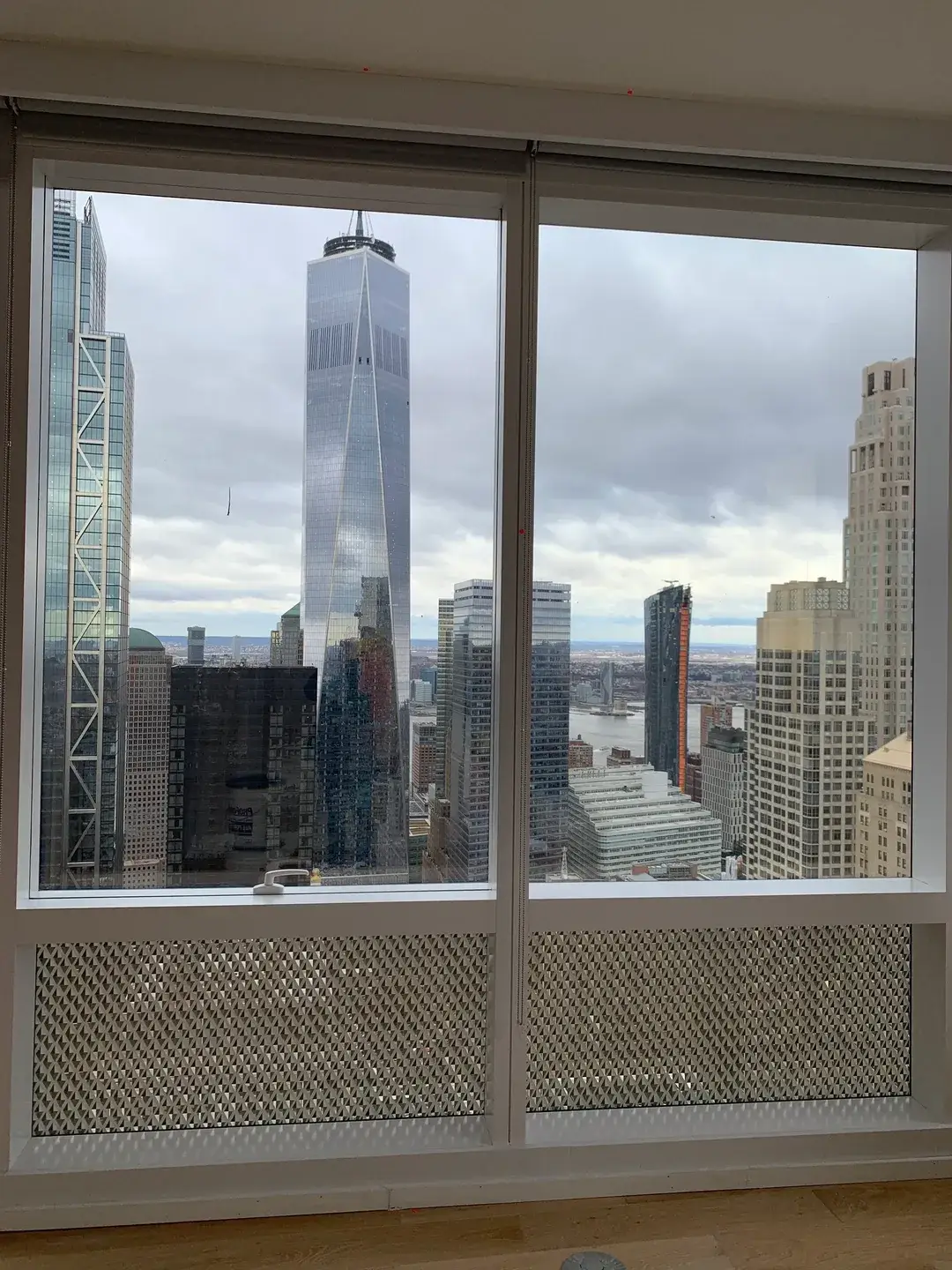A view of the city from an office window.